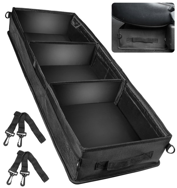 Collapsible Truck UnderSeat Organizer with 3 Detachable Inner Dividers & Anti-slip Bottom Fit for Crew Cab