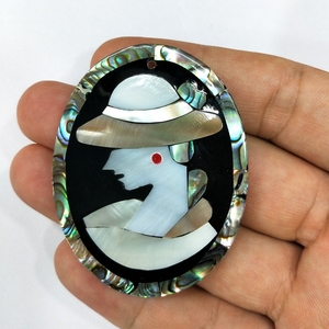 Colgantes de Joyería Bohemia con Mosaico de Conchas Peruanas y Abulón en Forma de Cuadros, Hechos a Mano, Venta al Por Mayor - Product Image 3