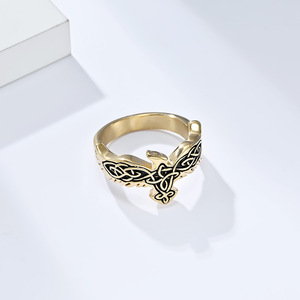 Retro cultural symbol, Nordic style, Celtic eternal knot, eagle <b>titanium</b> steel <b>ring</b>, niche and unique stainless steel jewelry. - Product Image 2