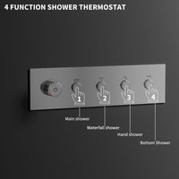 Grand plafond chromé de luxe, système de douche multifonction, ensemble de douche mural dissimulé en carreaux