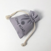 Sac à cordon en lin de coton gris, vente en gros, housse d'emballage de bijoux, pour boucles d'oreilles et colliers, pochette cadeau, 50 pièces