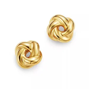 Gemnel gold plated jewelry noble 925 sterling silver trendy high polish special Knot shape stud earrings for women party