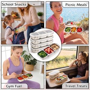 Premium Stainless Steel Bento <b>Box</b> with Plastic Lid 3 <b>Compartment</b> <b>Lunch</b> <b>Box</b> Divided Microwave Safe Stainless Steel <b>Lunch</b> <b>Box</b> - Product Image 5