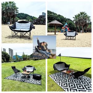 شعار مخصص الثقيلة مبطن مزدوج التخييم القمر كرسي للبالغين في الهواء الطلق المحمولة للطي لوفيزيت المعادن خفيفة الوزن - Product Image 4
