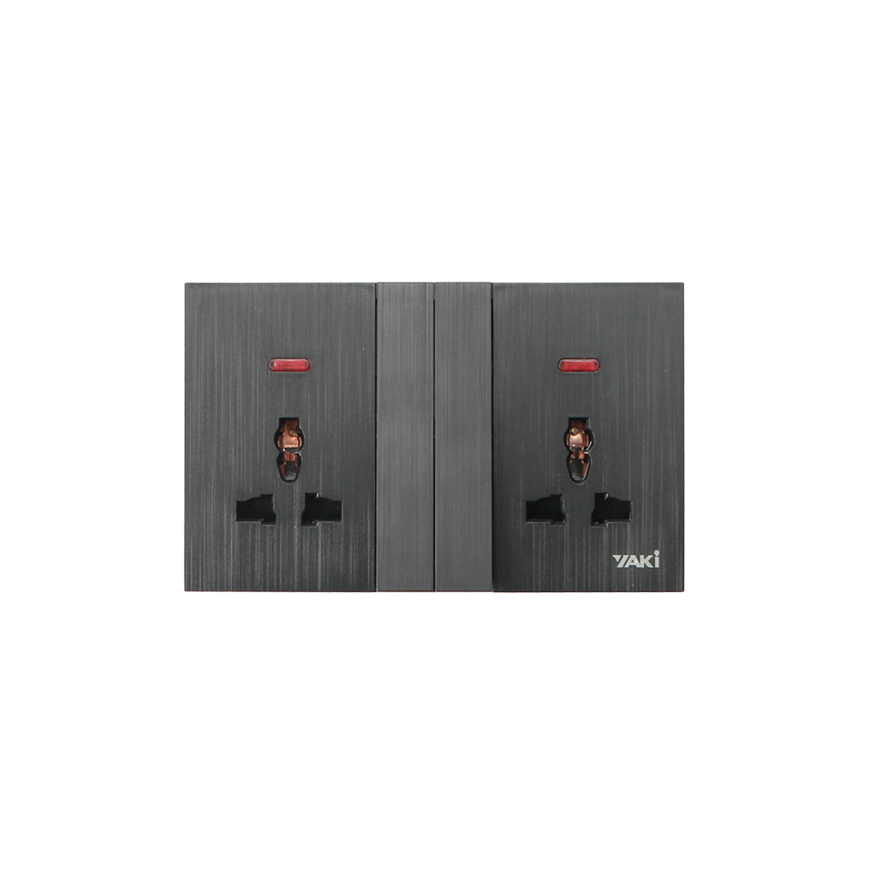 Yaki Pure Black Universal South African Double-Connected Switch