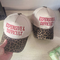 Nueva Gorra de Béisbol con Estampado de Leopardo, Bordado Elaborado, de Algodón para Mujer, Tallas Grandes, Ajustable, de 5 Paneles, Modelo Común Cuatro