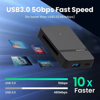 Lector de tarjetas 8 en 1 USB 3,0, adaptador de tarjeta Compact Flash SD TF CF MS para ordenador portátil, PC, lector de tarjetas múltiples