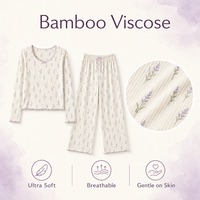 Ensemble de vêtements de détente à manches longues en viscose de bambou et élasthanne, doux et décontracté pour l'automne, ODM, écologique, lavable en machine, marque privée pour femmes
