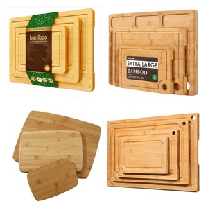 ชุดเขียงไม้ไผ่ 3 ชิ้น รูปทรงสี่เหลี่ยมผืนผ้า สำหรับหั่นอาหารในครัว - Product Image 1