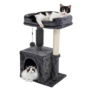 Produsen kustom modern sederhana hitam mewah pohon kucing grosir tugas berat kecil kucing pohon menara penjualan terbaik scraper untuk kucing