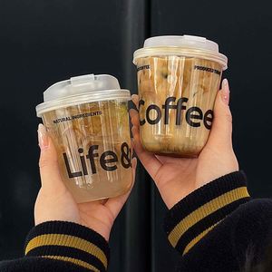Gobelets en PET transparents imprimés avec logo pour boissons froides, gobelets à café en plastique en forme de U avec couvercles - Product Image 1