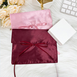 IDEA GIFT Promotional Custom Gift Bags with logo <b>Drawstring</b> Bow Tie Satin Gift <b>Pouch</b> Reusable Luxury Satin Bags for Jewelry - Product Image 5