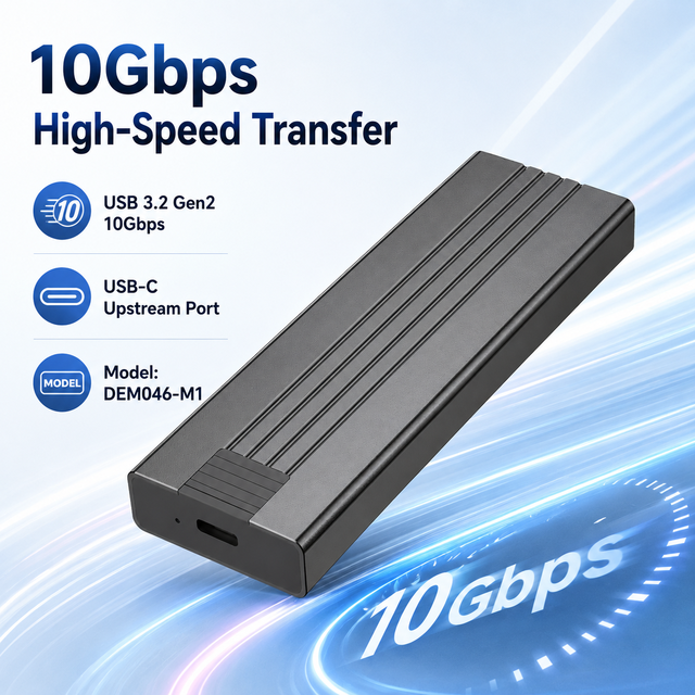 Tool-Free NVMe M.2 SSD Enclosure 10Gbps USB3.2 Gen2 Aluminum 2230/2242/2260/2280 8TB Multi-OS Portable External Hard Drive Case