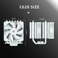 Refroidisseur de processeur FEZCOOL C620 à six tubes en cuivre, double tour, pour LGA2011120017001851115X et AMD ARGB