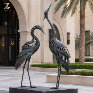 Statues de cigognes en bronze grandeur nature, sculptures d'oiseaux en métal pour l'extérieur, paire pour villa, jardin, étang, hôtel, complexe hôtelier et projets paysagers - Product Image 6