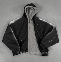 Fabricant OEM de sweats à capuche oversize pour hommes, en molleton épais 450-600 g/m², zippé, effet vieilli, en coton vierge, en tissu bouclé, pour hommes
