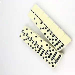 28 piastrelle avorio bianco doppio sei Domino nero punto di plastica Domino set di gioco con centro Spinner in scatola di legno