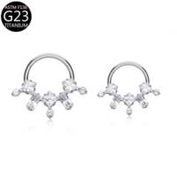 Anneau de nez en titane Freya G23 avec zircon cubique, boucles d'oreilles créoles tendance, anneau de septum et hélix pour filles, bijoux de piercing corporel de qualité implantable