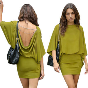 Vestido de verano ecológico sin espalda con cadena, de alta calidad, de gran venta, ajuste holgado, que realza la figura, de manga larga, de punto, para banquetes. - Product Image 1