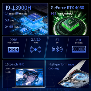 Ordinateur portable de jeu 16 pouces, 13e génération I9-13900h 2,6 GHz, RTX 4060, 8 Go de RAM, 16-32 Go de ROM, SSD 256-512 Go-1 To, 11 Pro, rétroéclairage RVB, I91346-16h 16 pouces - Product Image 4