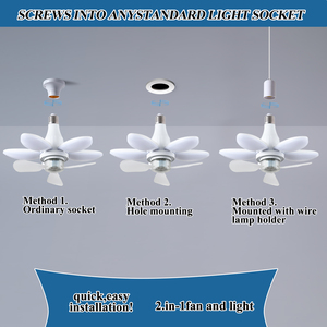 Lotus <span class=keywords><strong>พัดลม</strong></span><span class=keywords><strong>เพดาน</strong></span> LED ปรับลมได้, ฐาน E27ลูเมนสูงปรับได้4สปีดสำหรับโรงนาโรงรถโรงรถโรงรถ - Product Image 5