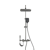 Ensemble de douche numérique mural en aluminium chromé, mitigeur thermostatique triple poignée en céramique, douche pluie et jets de massage doux pour appartement