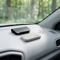 Kit Désodorisant Magnétique pour Voiture à Clipser sur Pare-Soleil, Parfum Ambre, Rechargeable, Diffuseur d'Huiles Essentielles avec Clip Métallique