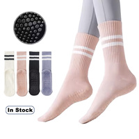 Chaussettes antidérapantes de haute qualité en stock – Yoga, ballet, rayées, unies, Xingyou, mi-mollet, en coton, pour femmes, athlétiques, Pilates