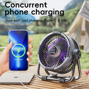 Ventilador Portátil con Batería de Polímero de Litio de 10000 mAh, Ventilador de Escritorio para Camping con Velocidad de Viento Súper Rápida de 18 m/s y Ajuste de Velocidad Remoto - Product Image 5