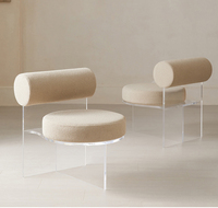 Chaise de salle à manger moderne en acrylique avec coussin en velours et pieds en acrylique transparent pour salon et salle à manger