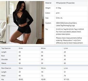 QINSI Custom Women's Polka Dot Pjs Sexy <strong>Crop</strong> Top Shorts Two Pieces Outfit for <strong>Lady</strong> Nightwear Full Sleeves Fashion <strong>Pyjama</strong> - Product Image 6