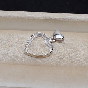 จี้รูปหัวใจเงินแท้ 925 สำหรับทำเครื่องประดับ DIY อุปกรณ์เสริมเสน่ห์แห่งความรัก ถาดเปล่าสำหรับทำสร้อยคอ - Product Image 2