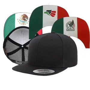 Mexico Cap Flex Classic verstellbare Passform Flache Rechnung Snapback Trucker Hut Benutzer definierte Mexiko Flagge Under visor Mexiko verstellbarer Hut