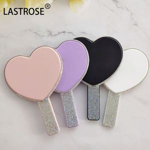 OEM Heart-Shaped Handheld Magnifying <b>Makeup</b> Mirror with Lighting Bling Diamond Rhinestone Wholesale Private Label - Product Image 5