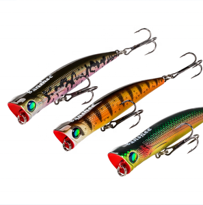 Leurres de pêche en plastique dur, matériel de <span class=keywords><strong>Surface</strong></span>, yeux 3D brillants, hameçons triples ABS, vente en gros, en Stock, VP03 Popper - Product Image 6