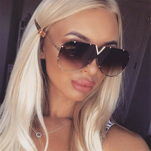 Lunettes de <span class=keywords><strong>soleil</strong></span> à monture métallique surdimensionnées pour femmes et hommes, lunettes de <span class=keywords><strong>soleil</strong></span> <span class=keywords><strong>miroir</strong></span> à la mode - Product Image 1