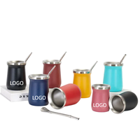 Tasse de voyage isotherme en acier inoxydable de 8 oz, gourde à yerba maté à double paroi, mug à café ou thé pour le camping