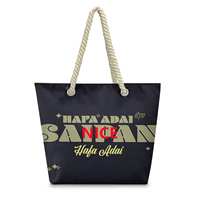 Sac fourre-tout en polyester personnalisé avec corde de chanvre, motif Saipan distinctif, multi-usages, pour le marché, les courses, l'école, les activités et les loisirs