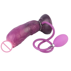 Fantasy Werewolf-Themed Inflatable <b>Dildo</b> with Muscular Texture, Dark Purple Silicone, Inspired by Furry Sci-Fi Warrior - Product Image 4