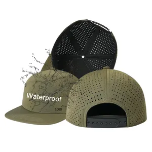 90% Polyamide 10% Spandex Customized Logo Breathable Laser Perforated Hole Gorras Snapback Hat