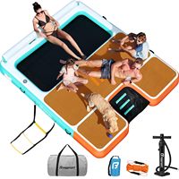 Plateforme flottante gonflable antidérapante en PVC et EVA avec rampe d'accès à l'eau pour fêtes de famille