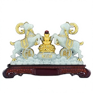 Statue de Bouqueton Porte-Bonheur Double, Sculpture de Mouton pour la Prospérité et la Richesse, Idéale pour le Bureau, l'Ouverture de Magasin, Cadeau d'Entreprise, Décoration Intérieure - Product Image 4