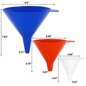 Vente directe d'usine, ensemble de 3 entonnoirs à huile en plastique PP avec des tailles de 9,5/14/19 cm, lavables au lave-vaisselle - Product Image 2