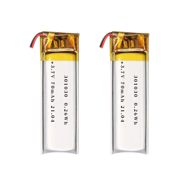 Yixu 3.7V 70mAh 301030-70 8g Semi-solid State LiNiMnCoO2 Battery 500 Cycles (-20~60C) Smart Wearables MP3/MP4 Toys Customizable