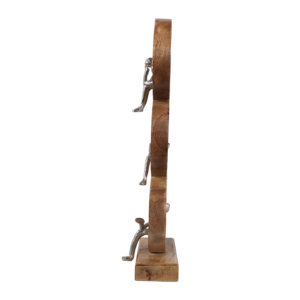 Scultura a tre cerchi in legno e metallo, decorazione per la casa, accessorio per bagno, ufficio, soggiorno. - Product Image 6