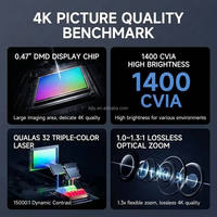 Projecteur laser triple M2 Pro 4k avec zoom optique 1,3x, 1400 lumens CVIA, son surround, système de cinéma maison 240 Hz pour jeux