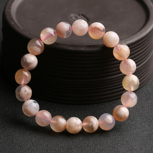 Natural Agate Stone <strong>Beads</strong> Smooth Round Mixed Charm Flower Gemstone <strong>Bracelet</strong> Sweet Cute Cherry Blossom <strong>Bracelet</strong> - Product Image 5
