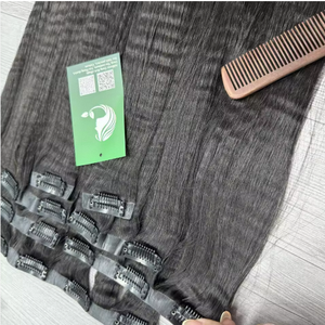 Extensions de cheveux à clips sans couture, 100% cheveux Remy naturels, lisses et crépus, cuticules alignées, cheveux vietnamiens, vente en gros - Product Image 5