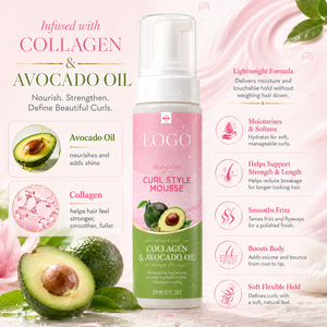Wholesale Alcohol Free Curl Style Mousse Volumizing Hair Styling <b>Foam</b> With Collagen Avocado Oil <b>For</b> Curls 207ml - Product Image 5