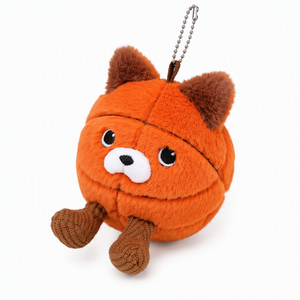 Porte-clés en peluche Squishy Fox Basketball, pendentif animal mignon avec ballon de sport, jouet anti-stress en polyester doux, breloque à suspendre, vente en gros - Product Image 1